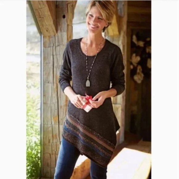 Soft Surroundings Raku wool blend asymmetrical tunic sweater S - Picture 1 of 10